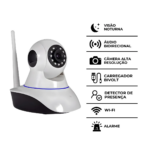 Câmera Ip Sem Fio 360° 3 Antenas HD Wifi Visão Noturna Alarm - Imagem 3